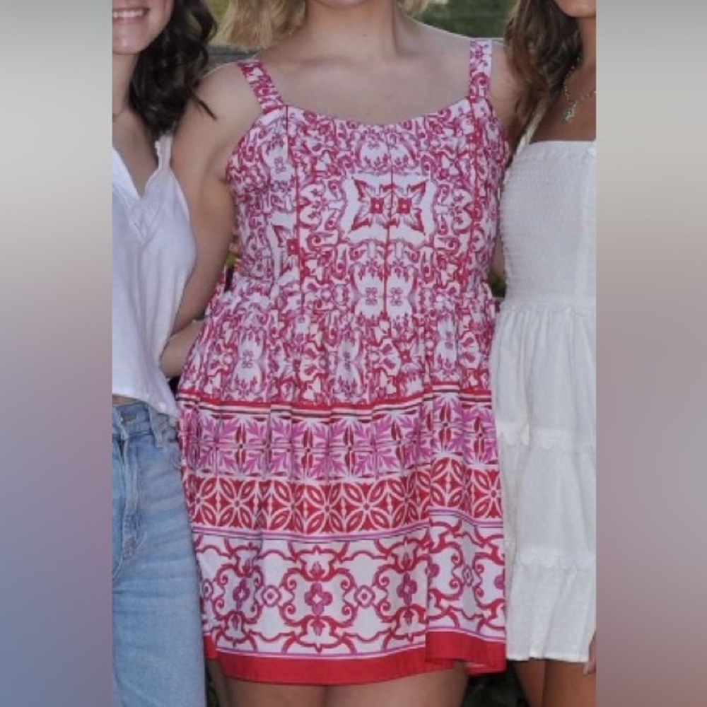 Red and White Patterned Sundress